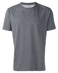dunkelgraues T-Shirt mit einem Rundhalsausschnitt von Brunello Cucinelli