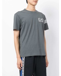dunkelgraues T-Shirt mit einem Rundhalsausschnitt von Ea7 Emporio Armani