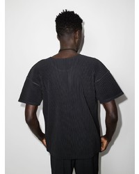 dunkelgraues T-Shirt mit einem Rundhalsausschnitt von Homme Plissé Issey Miyake