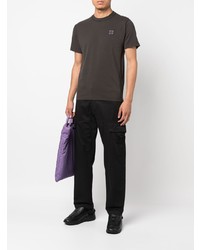 dunkelgraues T-Shirt mit einem Rundhalsausschnitt von Stone Island