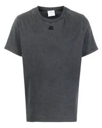 dunkelgraues T-Shirt mit einem Rundhalsausschnitt von Courrèges