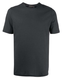 dunkelgraues T-Shirt mit einem Rundhalsausschnitt von Dell'oglio