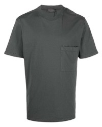 dunkelgraues T-Shirt mit einem Rundhalsausschnitt von Dell'oglio