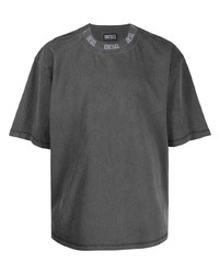 dunkelgraues T-Shirt mit einem Rundhalsausschnitt von Diesel