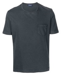 dunkelgraues T-Shirt mit einem Rundhalsausschnitt von Drumohr