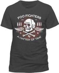 dunkelgraues T-Shirt mit einem Rundhalsausschnitt von Foo Fighters