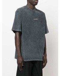 dunkelgraues T-Shirt mit einem Rundhalsausschnitt von Han Kjobenhavn