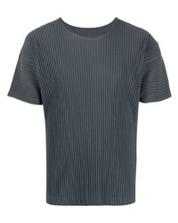 dunkelgraues T-Shirt mit einem Rundhalsausschnitt von Homme Plissé Issey Miyake