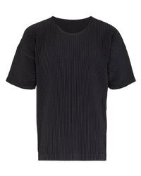 dunkelgraues T-Shirt mit einem Rundhalsausschnitt von Homme Plissé Issey Miyake