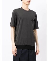dunkelgraues T-Shirt mit einem Rundhalsausschnitt von Giorgio Armani