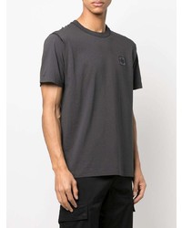 dunkelgraues T-Shirt mit einem Rundhalsausschnitt von Stone Island