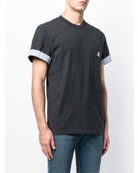 dunkelgraues T-Shirt mit einem Rundhalsausschnitt von MAISON KITSUNÉ