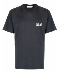 dunkelgraues T-Shirt mit einem Rundhalsausschnitt von MAISON KITSUNÉ