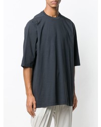 dunkelgraues T-Shirt mit einem Rundhalsausschnitt von Rick Owens