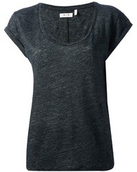 dunkelgraues T-Shirt mit einem Rundhalsausschnitt von MiH Jeans