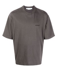 dunkelgraues T-Shirt mit einem Rundhalsausschnitt von Off-White