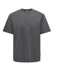 dunkelgraues T-Shirt mit einem Rundhalsausschnitt von ONLY & SONS