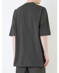 dunkelgraues T-Shirt mit einem Rundhalsausschnitt von Rick Owens