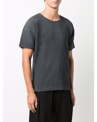 dunkelgraues T-Shirt mit einem Rundhalsausschnitt von Homme Plissé Issey Miyake