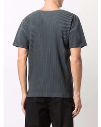 dunkelgraues T-Shirt mit einem Rundhalsausschnitt von Homme Plissé Issey Miyake