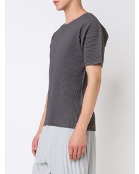 dunkelgraues T-Shirt mit einem Rundhalsausschnitt von Homme Plissé Issey Miyake