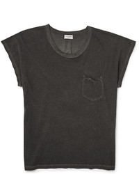dunkelgraues T-Shirt mit einem Rundhalsausschnitt von Saint Laurent