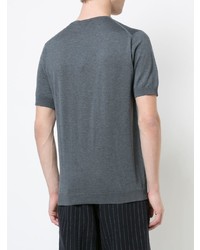 dunkelgraues T-Shirt mit einem Rundhalsausschnitt von John Smedley