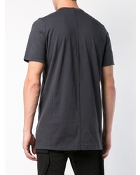 dunkelgraues T-Shirt mit einem Rundhalsausschnitt von Rick Owens