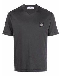 dunkelgraues T-Shirt mit einem Rundhalsausschnitt von Stone Island