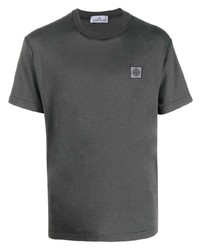 dunkelgraues T-Shirt mit einem Rundhalsausschnitt von Stone Island