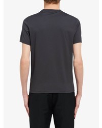 dunkelgraues T-Shirt mit einem Rundhalsausschnitt von Prada