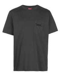 dunkelgraues T-Shirt mit einem Rundhalsausschnitt von Supreme