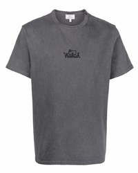 dunkelgraues T-Shirt mit einem Rundhalsausschnitt von Woolrich