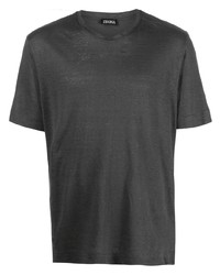 dunkelgraues T-Shirt mit einem Rundhalsausschnitt von Zegna