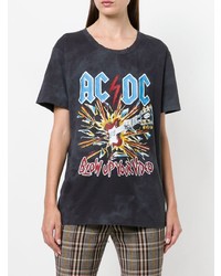 dunkelgraues Mit Batikmuster T-Shirt mit einem V-Ausschnitt von Gucci