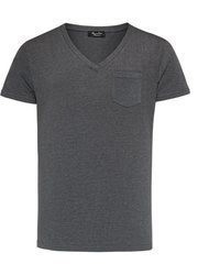 dunkelgraues T-Shirt mit einem V-Ausschnitt von Amaci&Sons