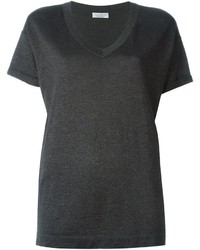 dunkelgraues T-Shirt mit einem V-Ausschnitt von Brunello Cucinelli