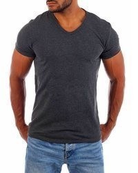 dunkelgraues T-Shirt mit einem V-Ausschnitt von Carisma