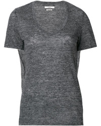 dunkelgraues T-Shirt mit einem V-Ausschnitt von Etoile Isabel Marant