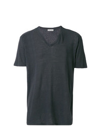 dunkelgraues T-Shirt mit einem V-Ausschnitt von Etro