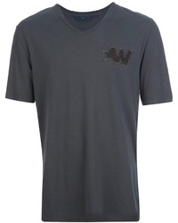 dunkelgraues T-Shirt mit einem V-Ausschnitt von Golden Goose Deluxe Brand