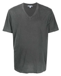 dunkelgraues T-Shirt mit einem V-Ausschnitt von James Perse