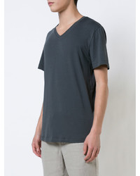 dunkelgraues T-Shirt mit einem V-Ausschnitt von Onia