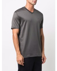 dunkelgraues T-Shirt mit einem V-Ausschnitt von Emporio Armani