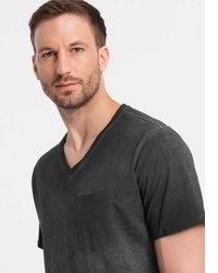 dunkelgraues T-Shirt mit einem V-Ausschnitt von OMBRE