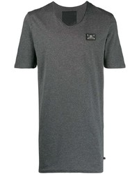 dunkelgraues T-Shirt mit einem V-Ausschnitt von Philipp Plein