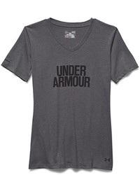 dunkelgraues T-Shirt mit einem V-Ausschnitt von Under Armour