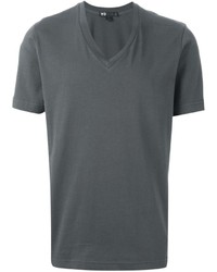 dunkelgraues T-Shirt mit einem V-Ausschnitt von Y-3