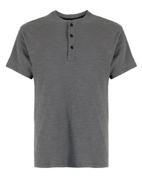 dunkelgraues T-shirt mit einer Knopfleiste von rag & bone