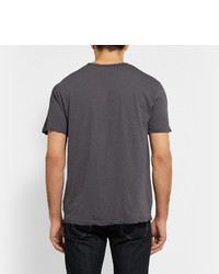 dunkelgraues T-shirt mit einer Knopfleiste von James Perse